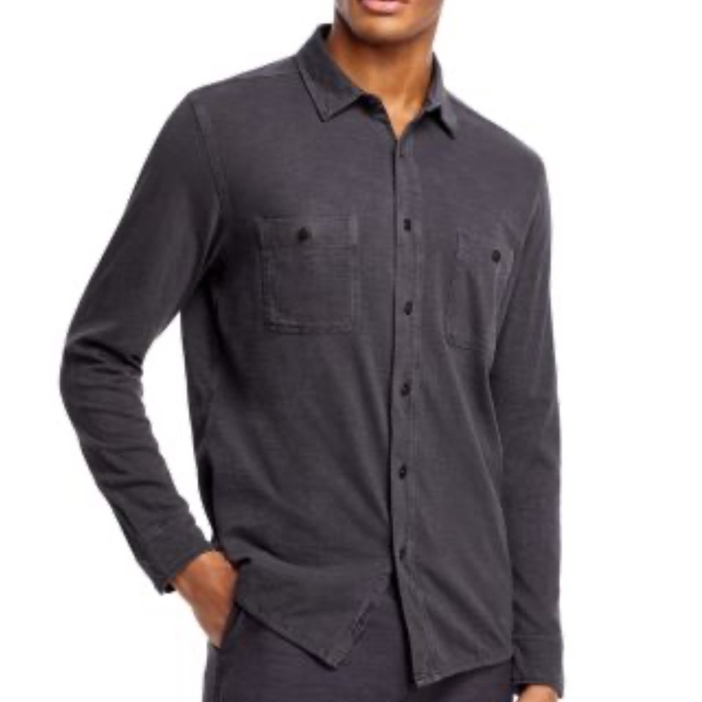Mens Faherty Knit Seasons Long Sleeve Shirt in Washed Black - NWT!